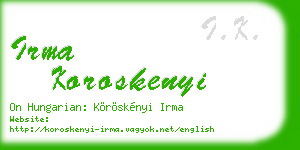 irma koroskenyi business card